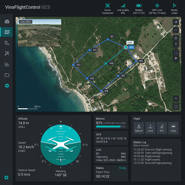 VinaFlightControl Desktop Application — Ground Control Station